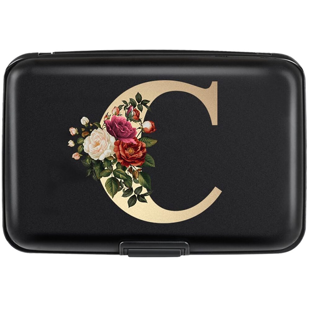 4536 Credit Card Holder Personalized Initial Letter C Small Aluminum Wallet